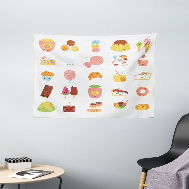 Dessert Concept Sketches Wide Tapestry