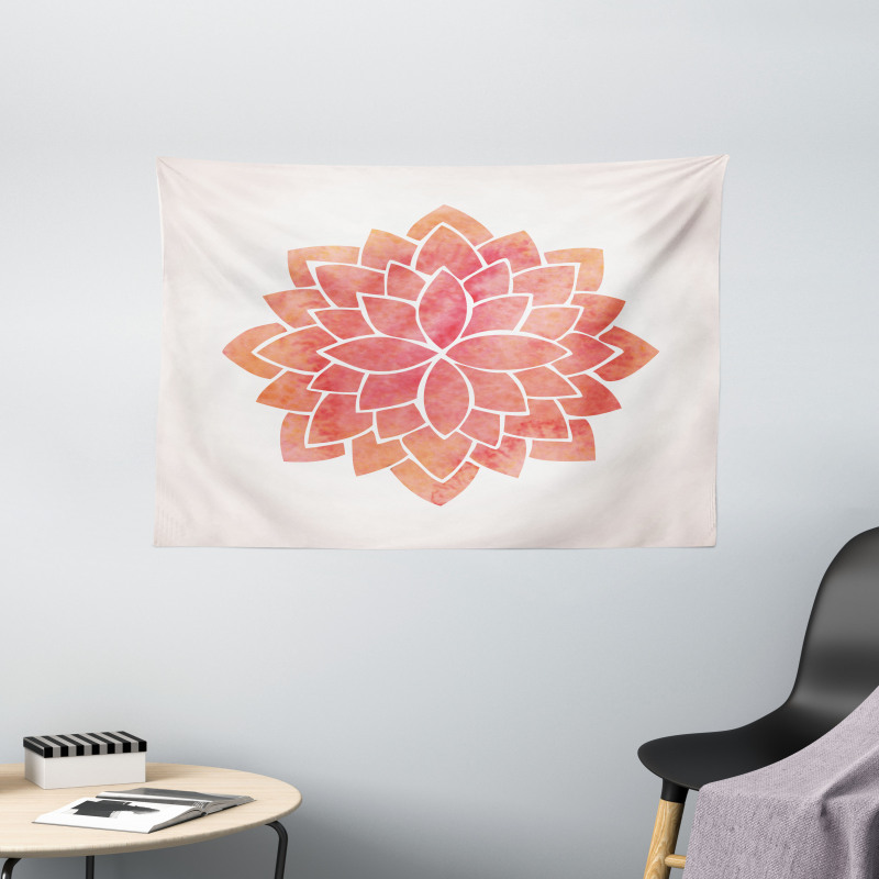 Pattern Lotus Illustration Wide Tapestry