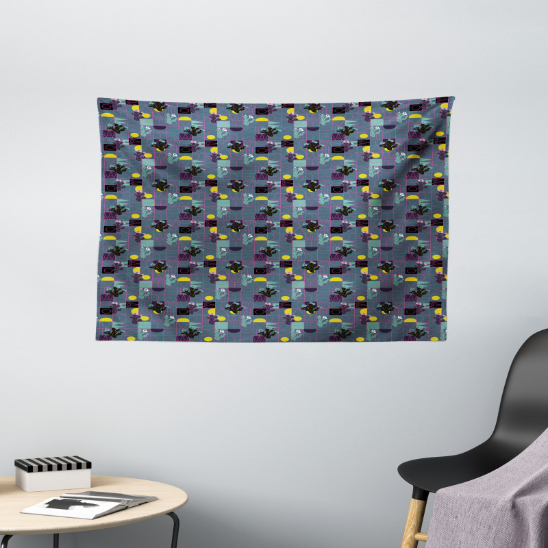 Cacti with Modern Theme Wide Tapestry