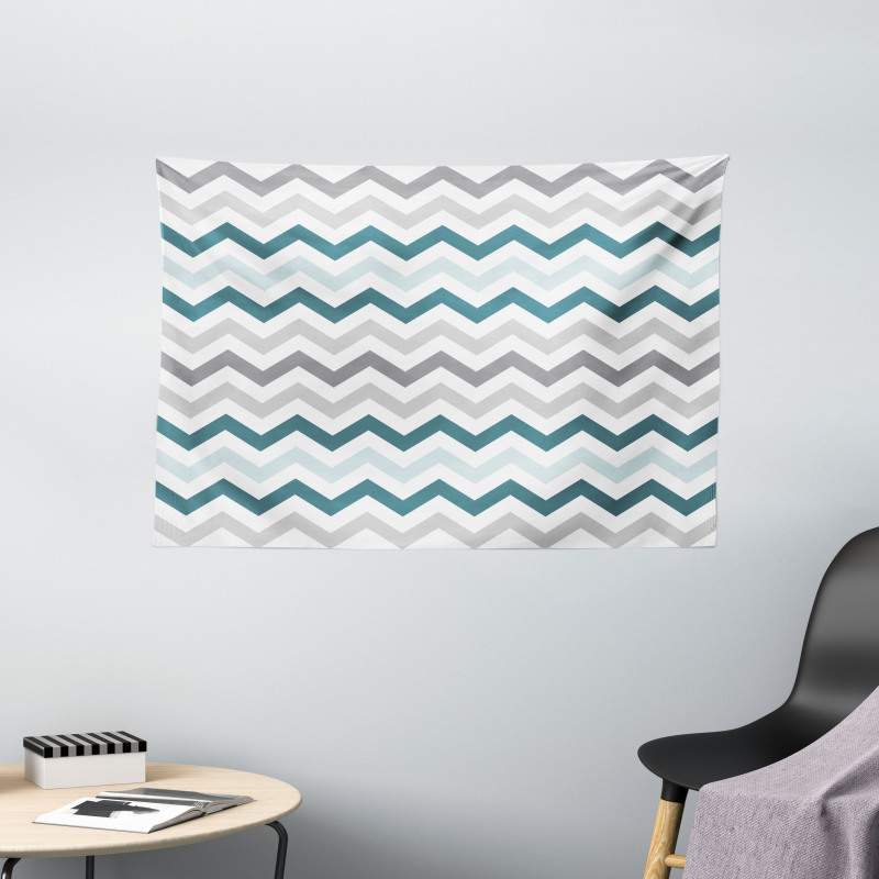 Simple Geometric Zigzags Wide Tapestry