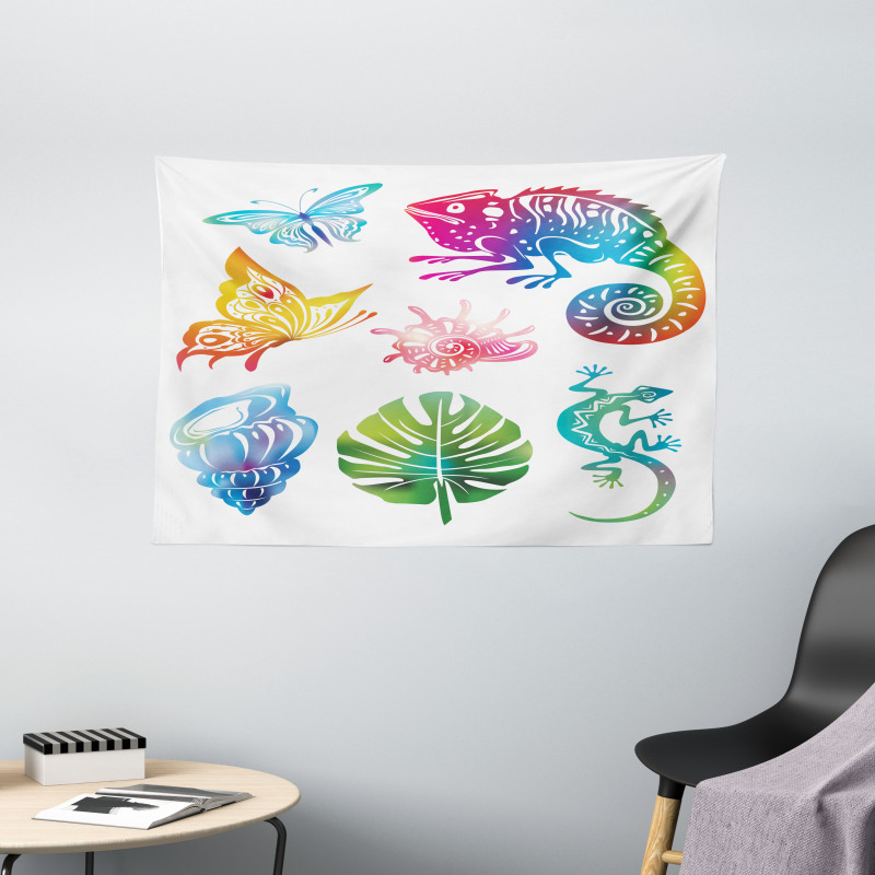 Exotic Fauna and Foliage Wide Tapestry