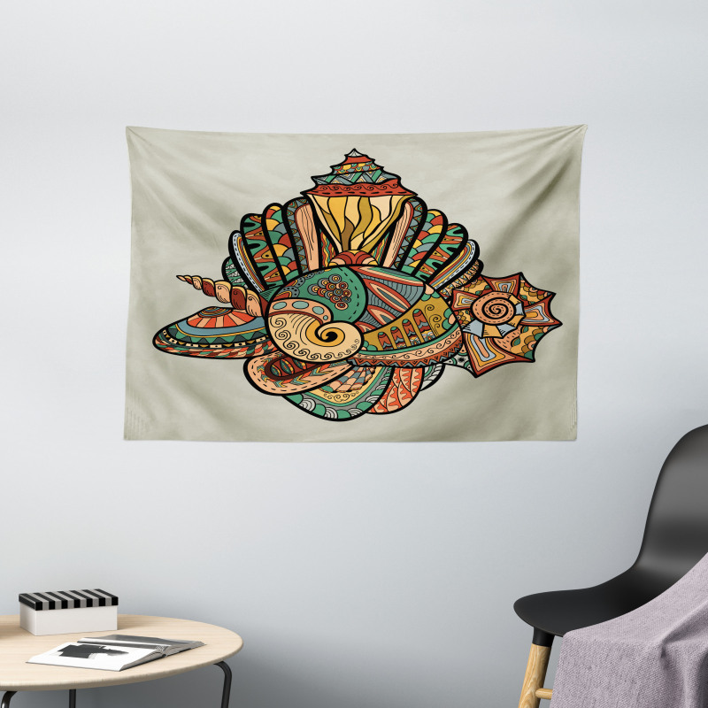 Abstract Seashell Art Wide Tapestry