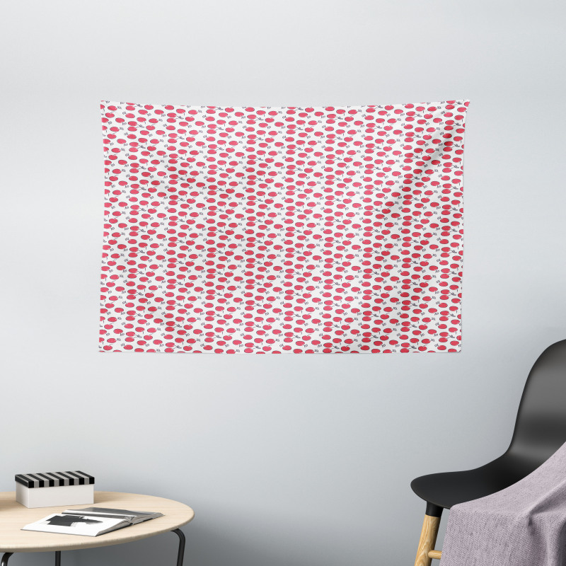 Simplistic Red Berry Pattern Wide Tapestry