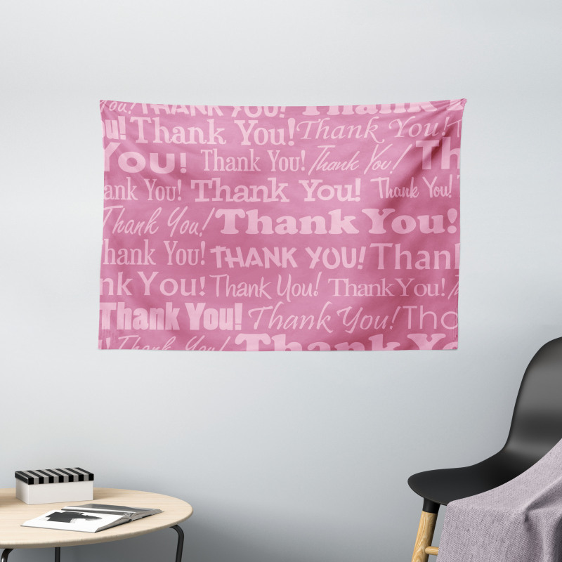 Thankful Message Pink Wide Tapestry