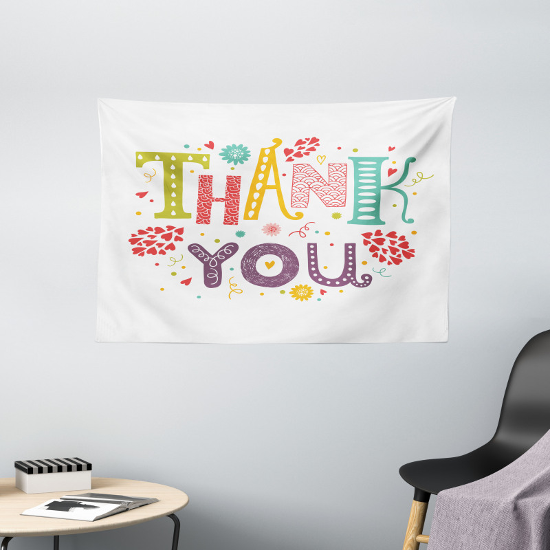 Lettering Thankful Wide Tapestry