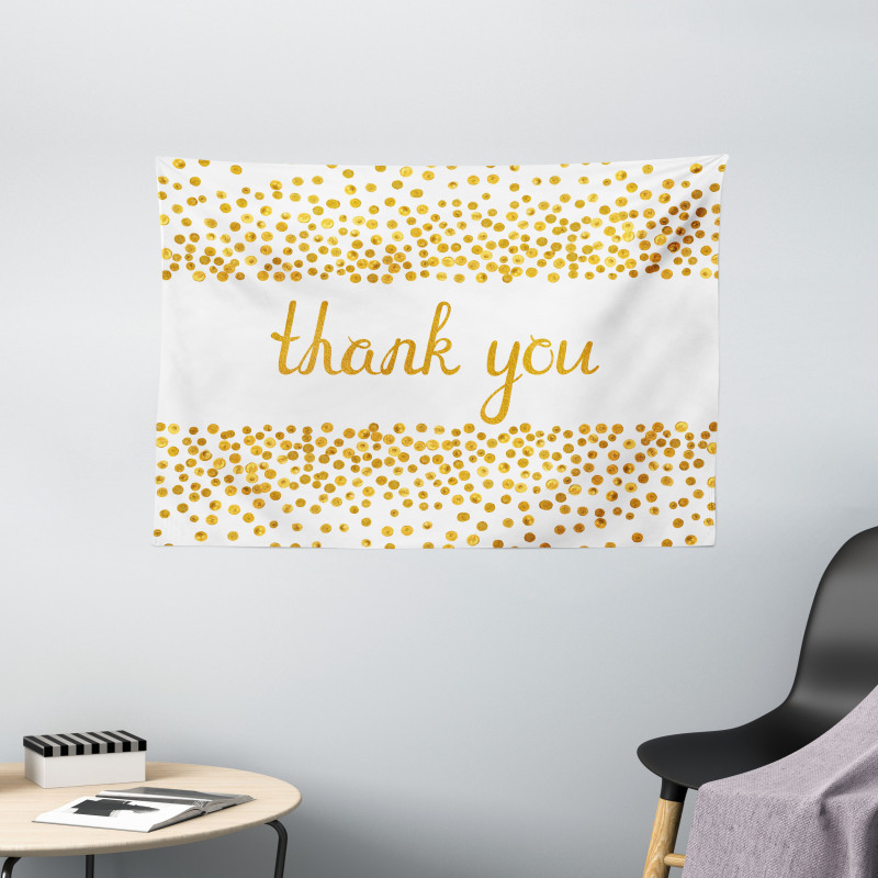 Yellow Tone Dots Cursive Wide Tapestry