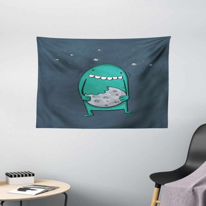 Monster with Sharp Teeth Wide Tapestry