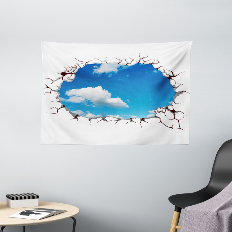 Clouds Scene from Crack Modern Wide Tapestry