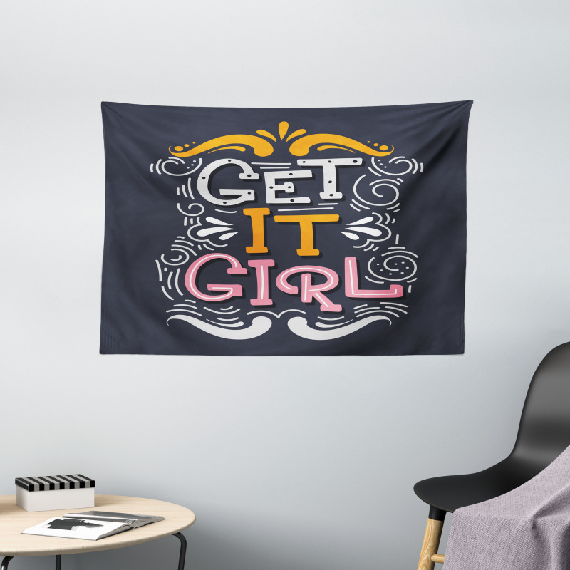 Get It Girl Typography Wide Tapestry