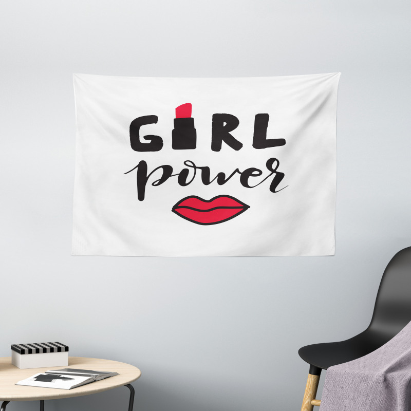 Lipstick in Text Design Wide Tapestry