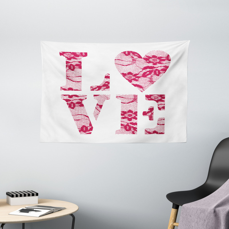 Word Love Vintage Wide Tapestry