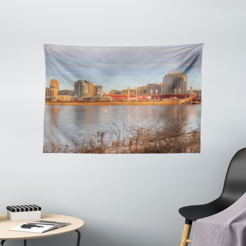 Vertical of City River Wide Tapestry