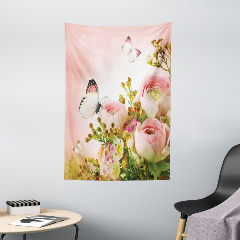 Blossoming Feminine Roses Tapestry