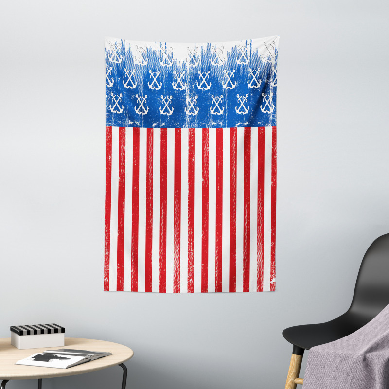 Patriotic Grunge Flag Marine Tapestry