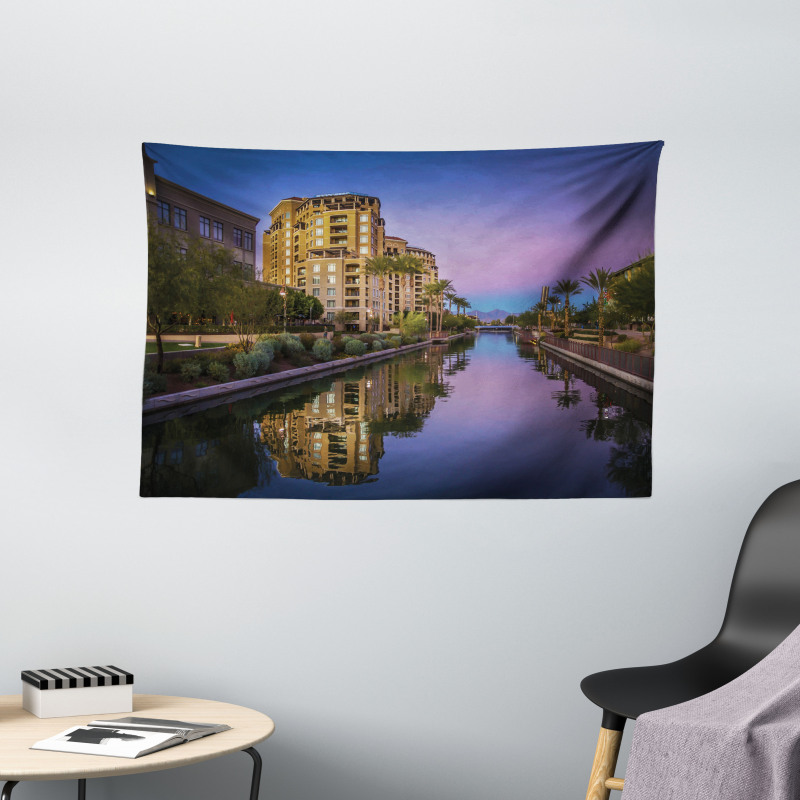 Az Canal Architecture Dusk Wide Tapestry