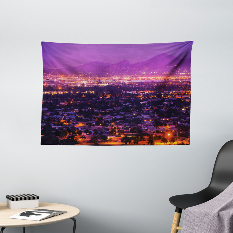 Night Panorama of Phoenix Wide Tapestry