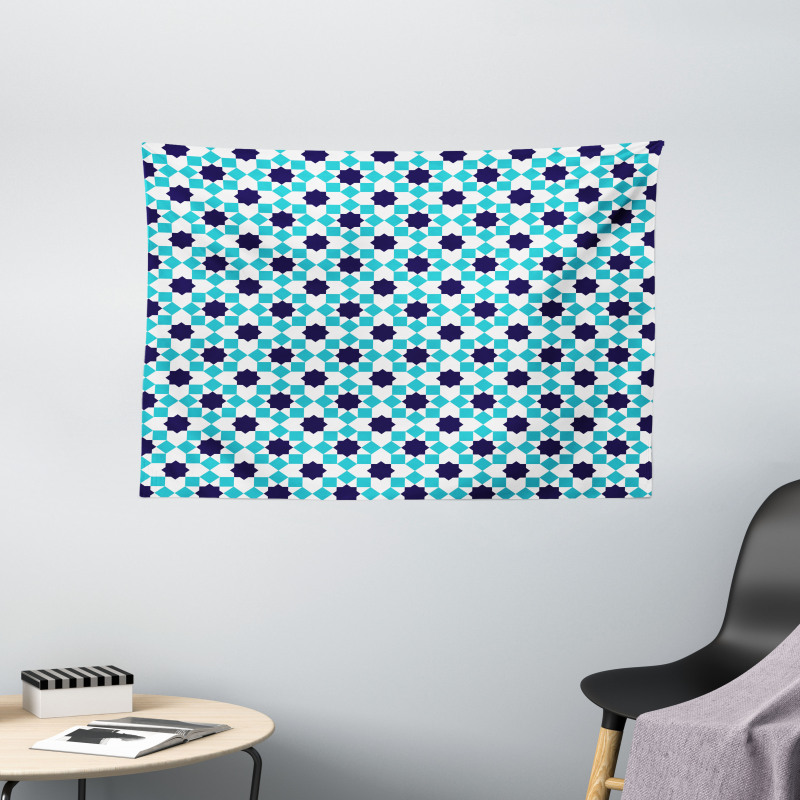 Moroccan Star and Squares Wide Tapestry