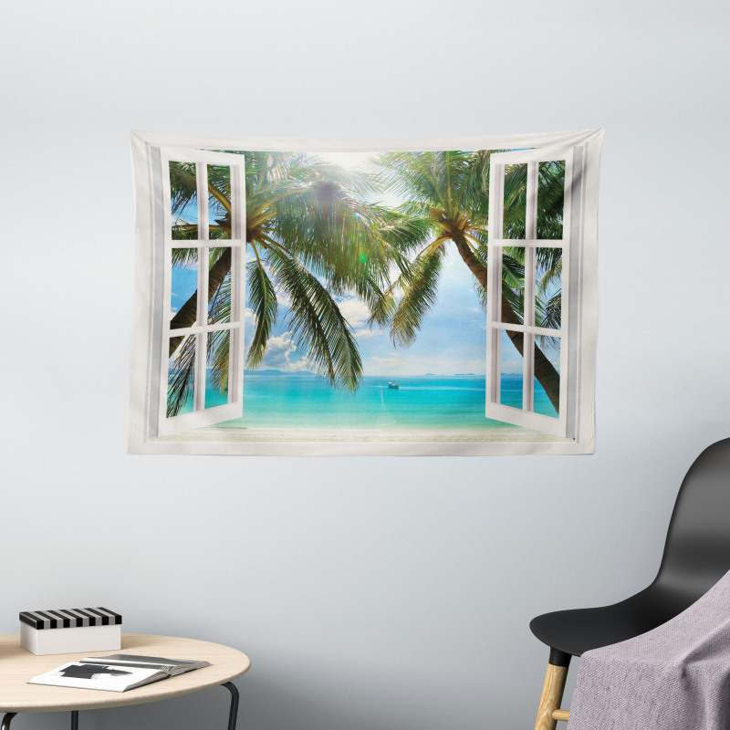 Window to the Exotic Beach Wide Tapestry