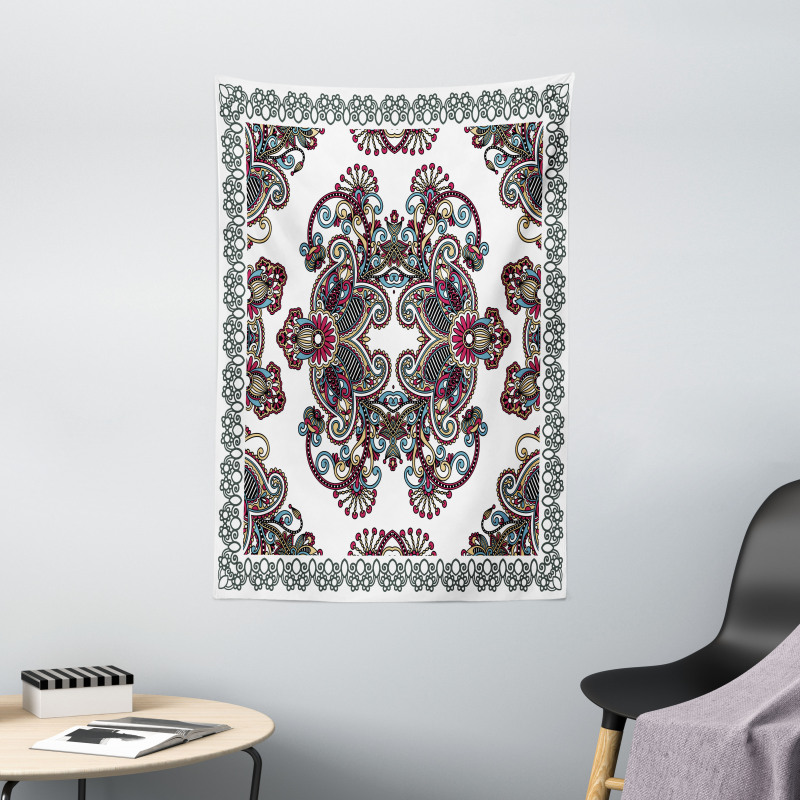 Curlicues Floral Design Tapestry