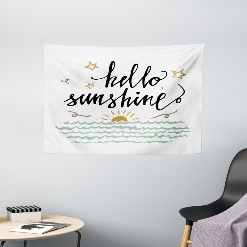 Sunset Scene Words Wide Tapestry