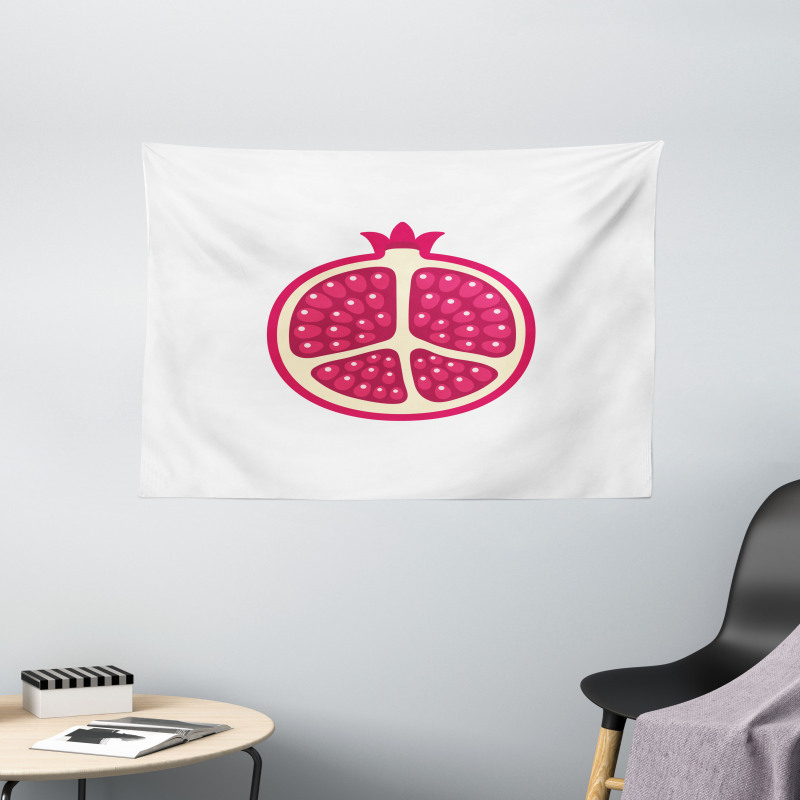 Cartoon Pomegranate Seeds Wide Tapestry