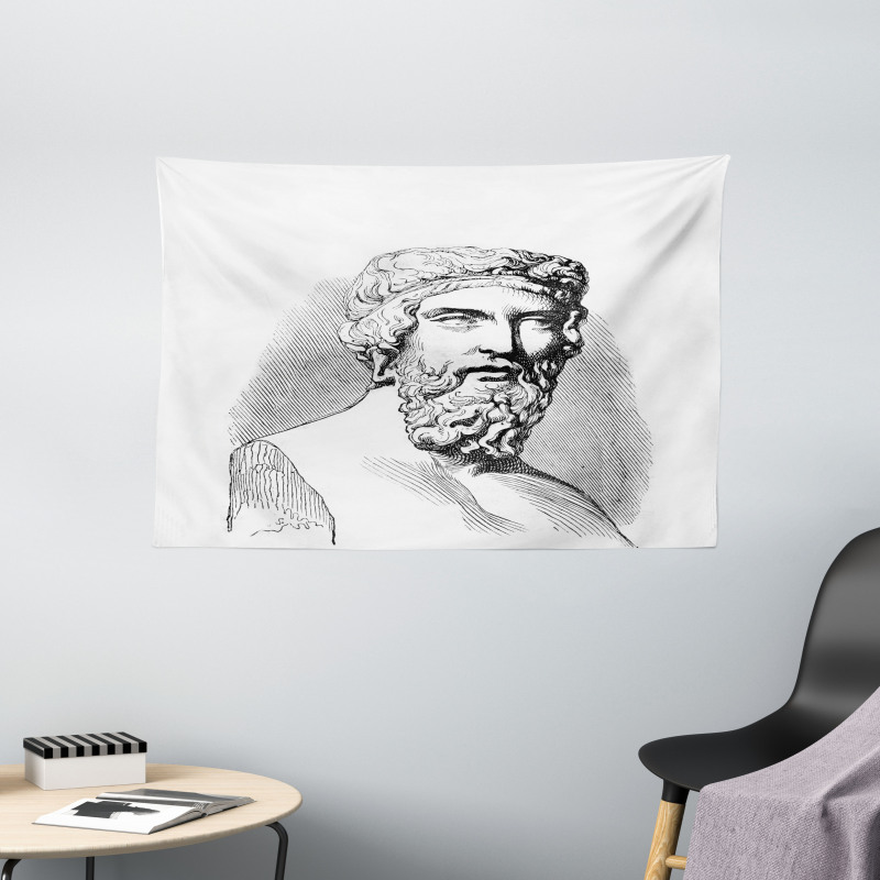 Vintage Sketch of Plato Wide Tapestry