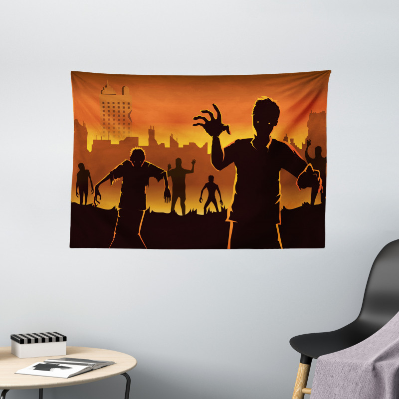 Abandoned City Halloween Wide Tapestry