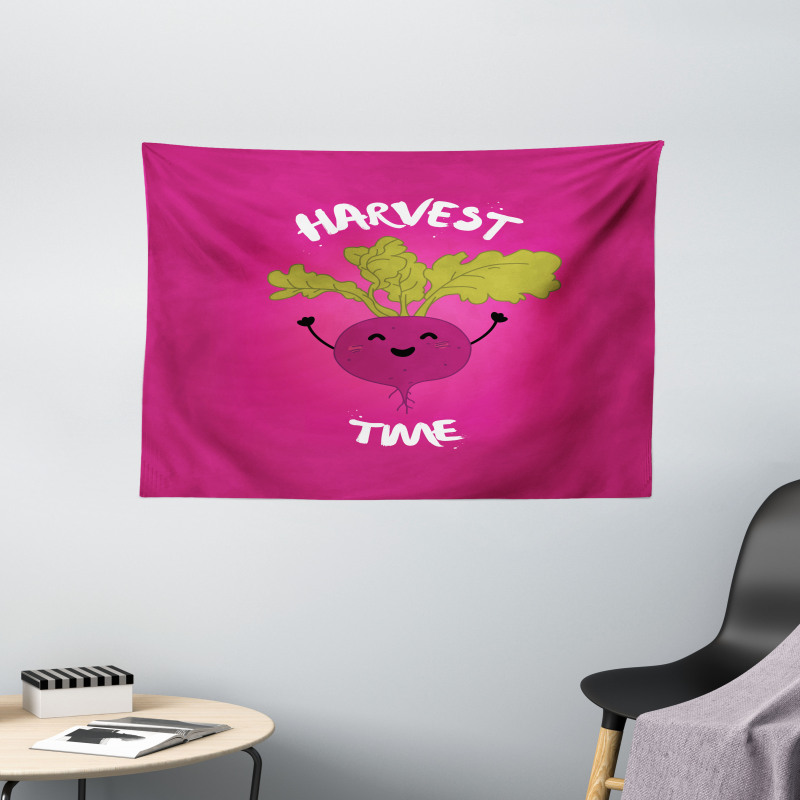 Happy Beet Character Words Wide Tapestry