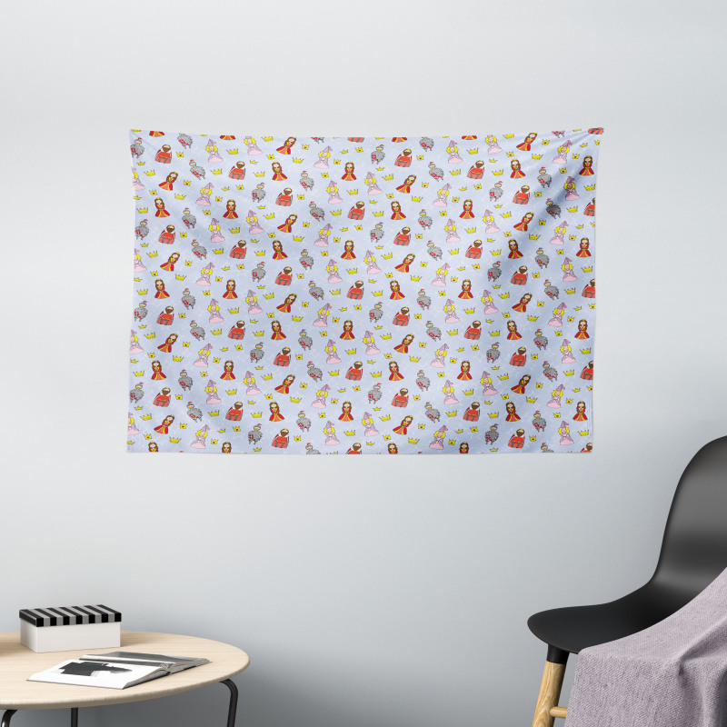 Princess Queen King Knight Wide Tapestry