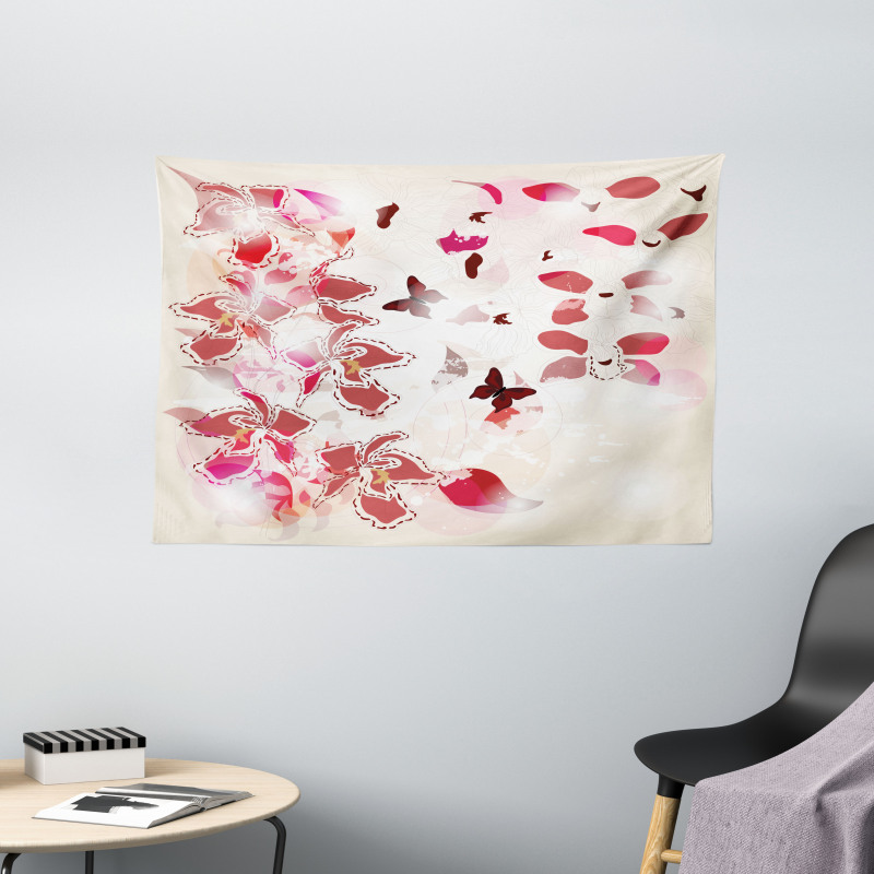 Orchids Butterflies Tropic Wide Tapestry