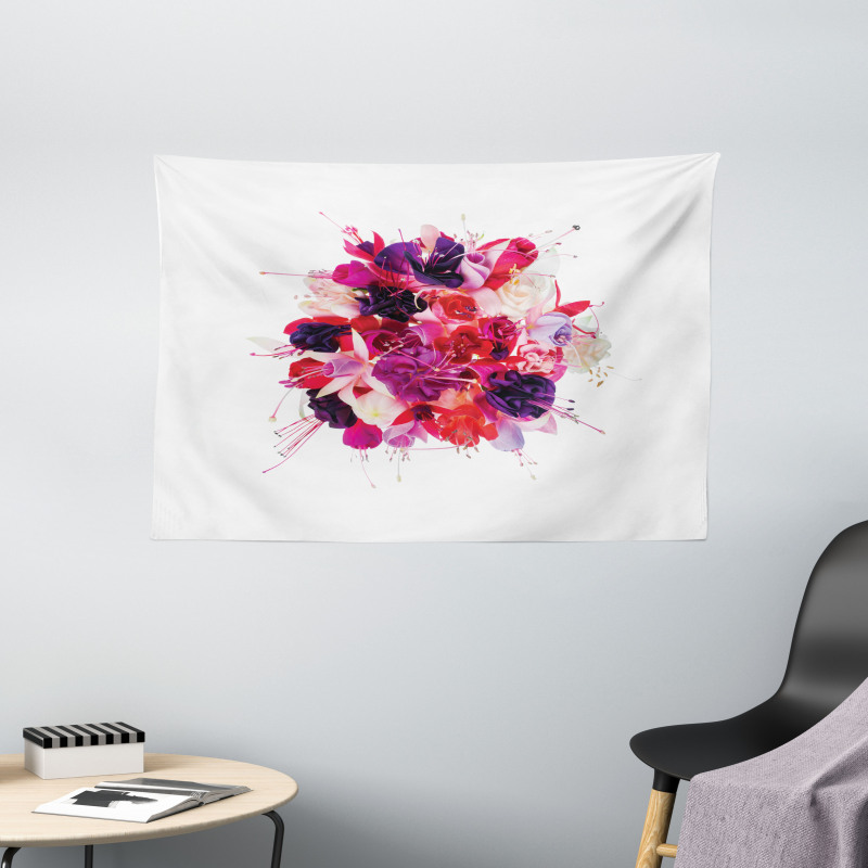 Bouquet of Exotic Flowers Wide Tapestry