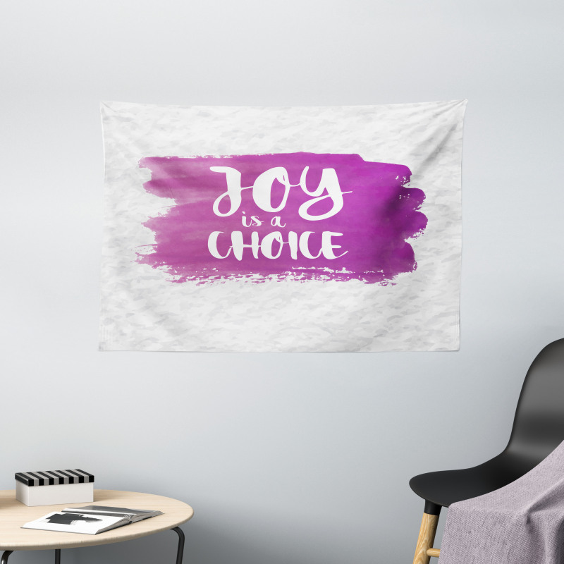 Joy is a Choice Words Art Wide Tapestry