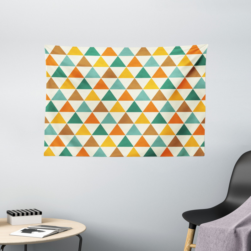 Repeating Retro Triangles Wide Tapestry