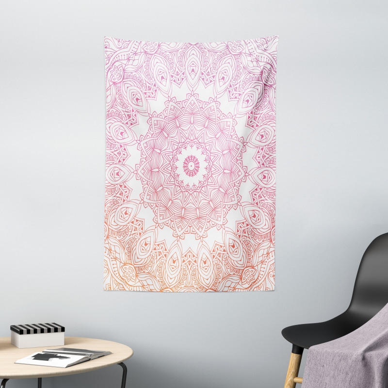Outline Style Flowers Tapestry