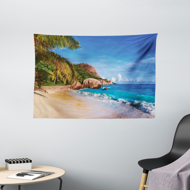 Summer Ocean and Palm Trees Wide Tapestry