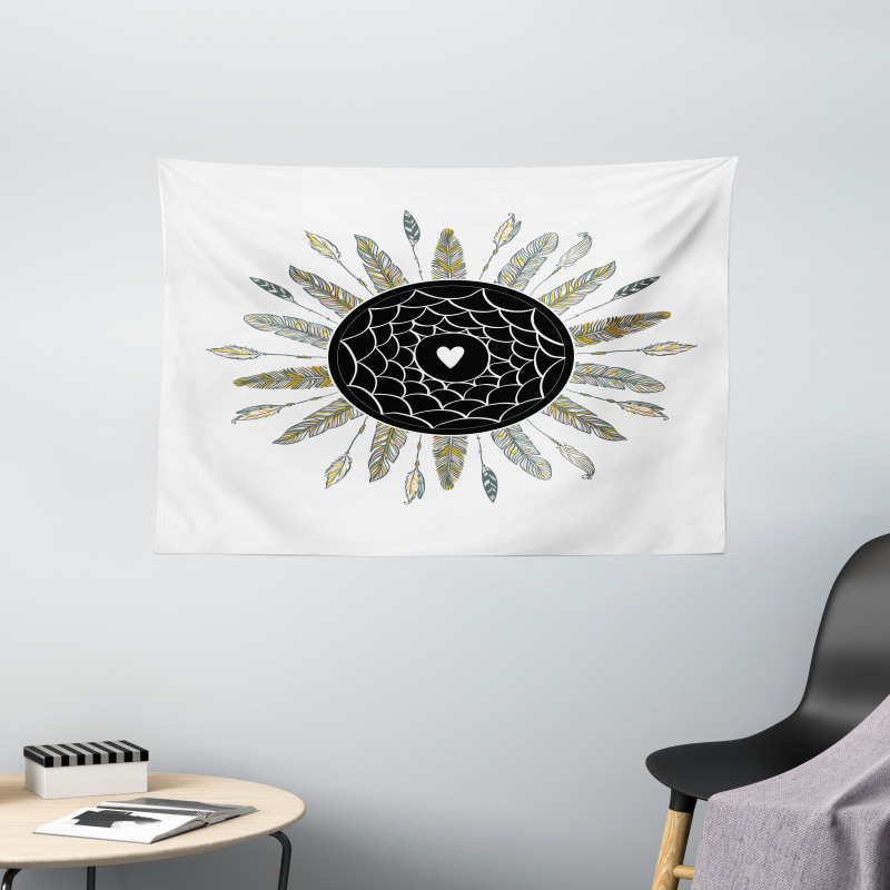 Dream Catcher with a Heart Wide Tapestry