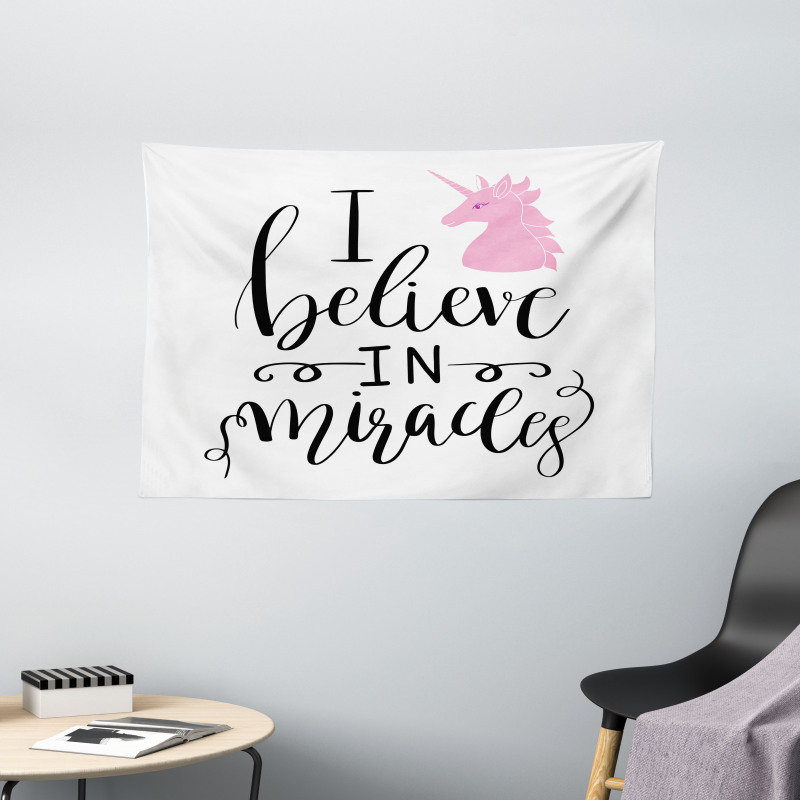 I Beleive in Miracles Text Wide Tapestry