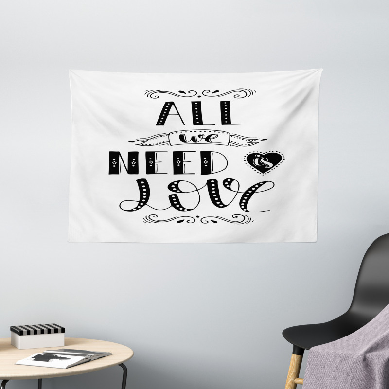 All We Need Is Love Phrase Wide Tapestry