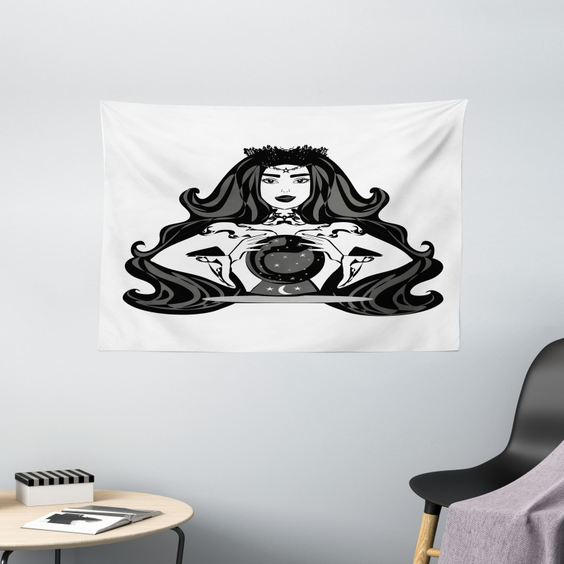 Fortune Teller Woman Magic Wide Tapestry