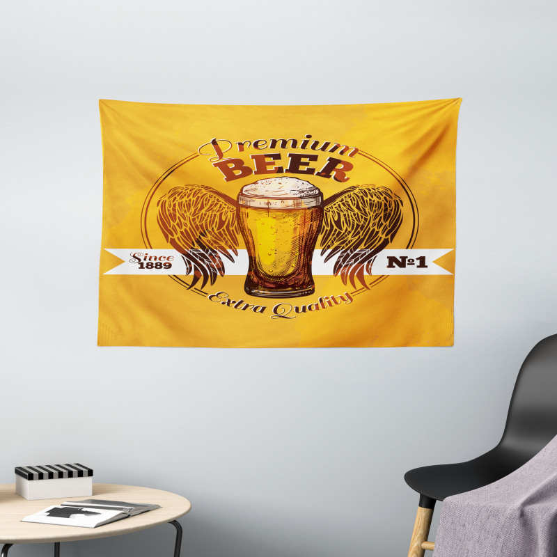 Premium Beer Grunge Graphic Wide Tapestry