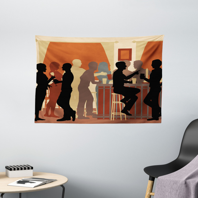 Night out with Friends Theme Wide Tapestry