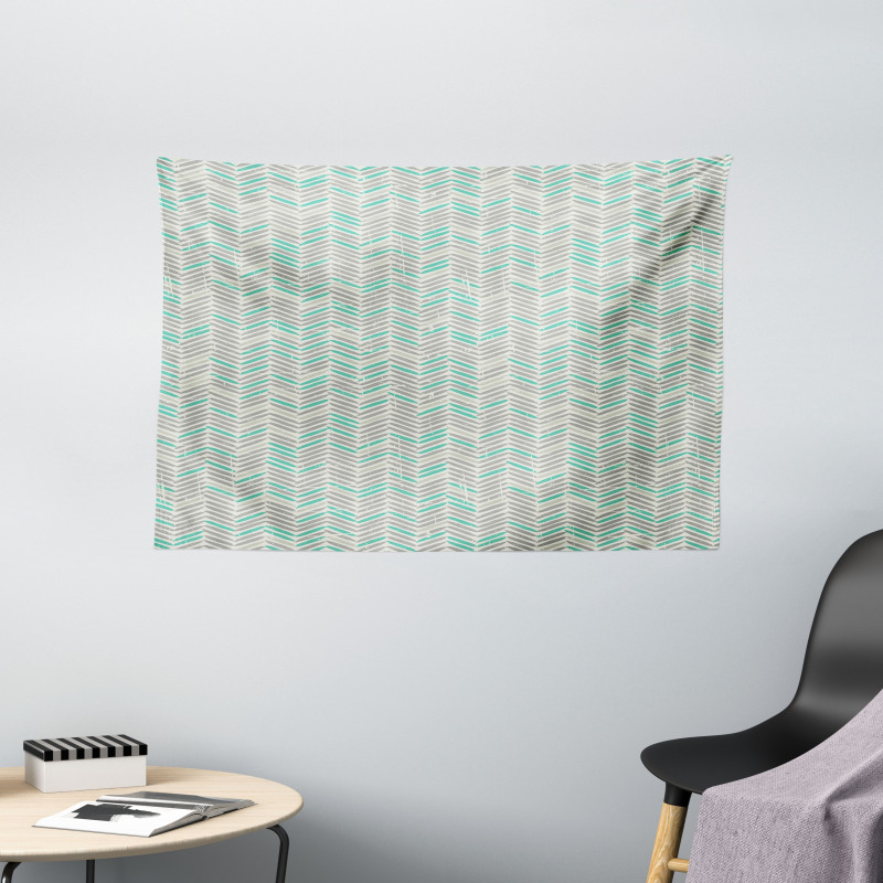 Boho Vintage Zigzags Wide Tapestry