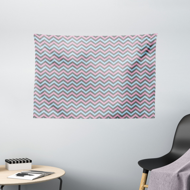 Pastel Sharp Zigzags Wide Tapestry