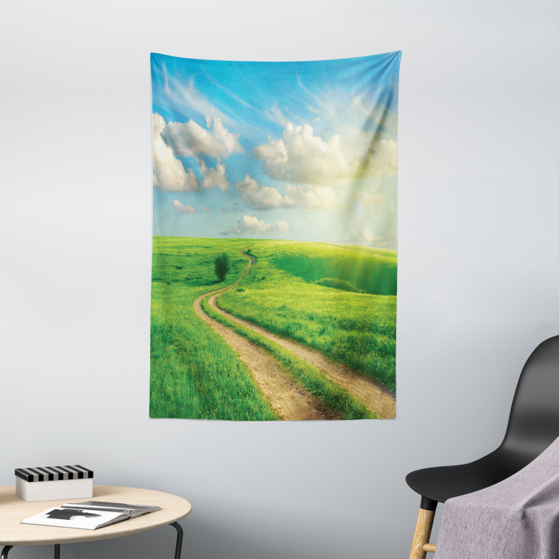 Grassy Hill Sky Pathway Tapestry