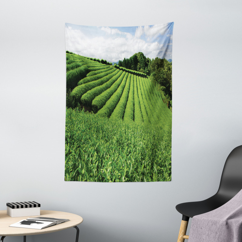 Sunny Landscape Tea Fields Tapestry