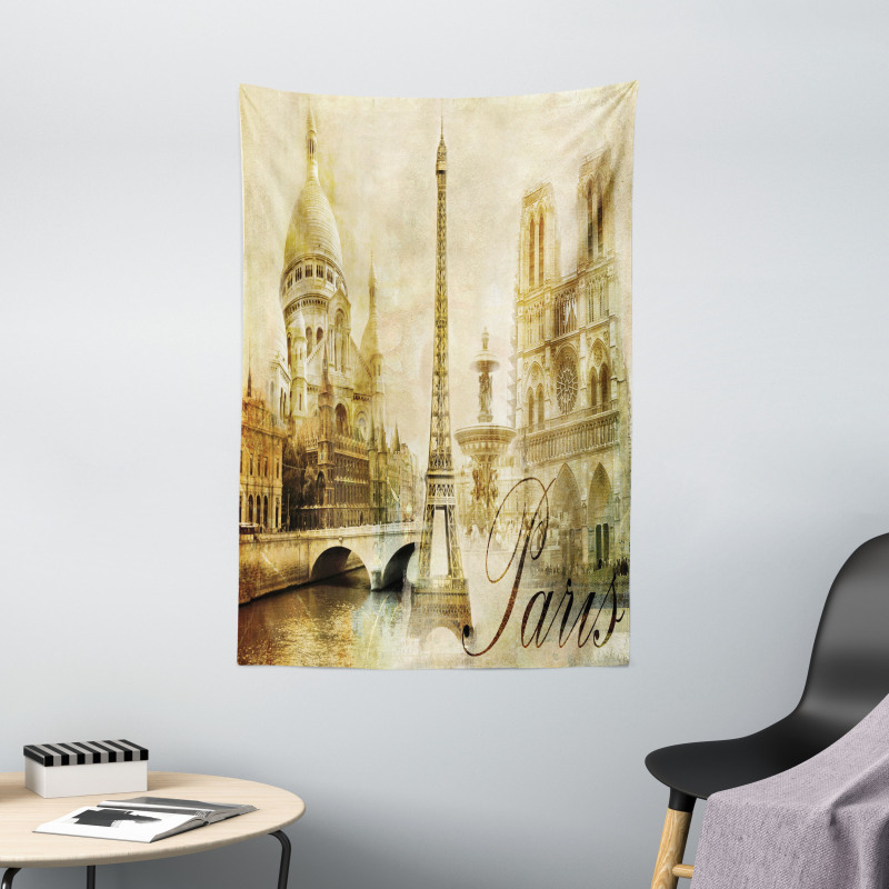 Vintage Style Landmarks Photo Tapestry