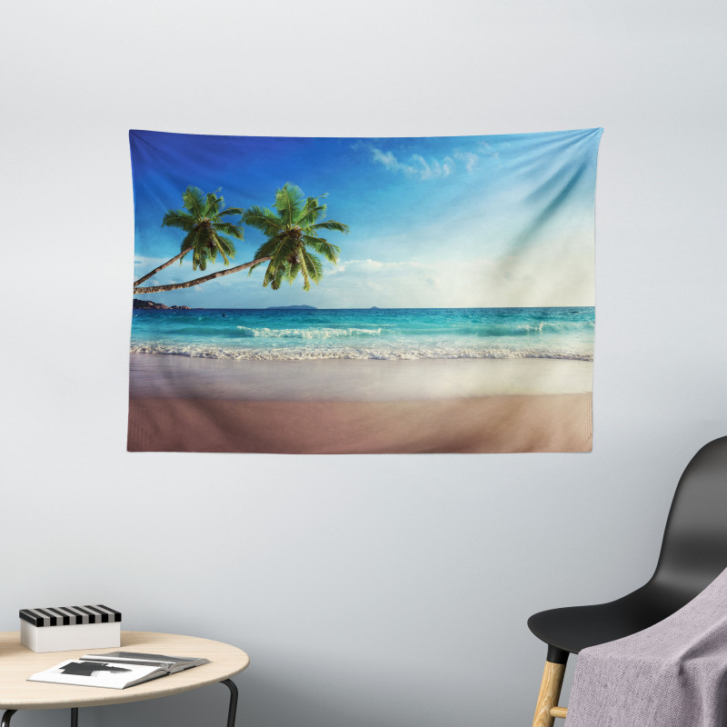 Scenic Island View Trees Wide Tapestry