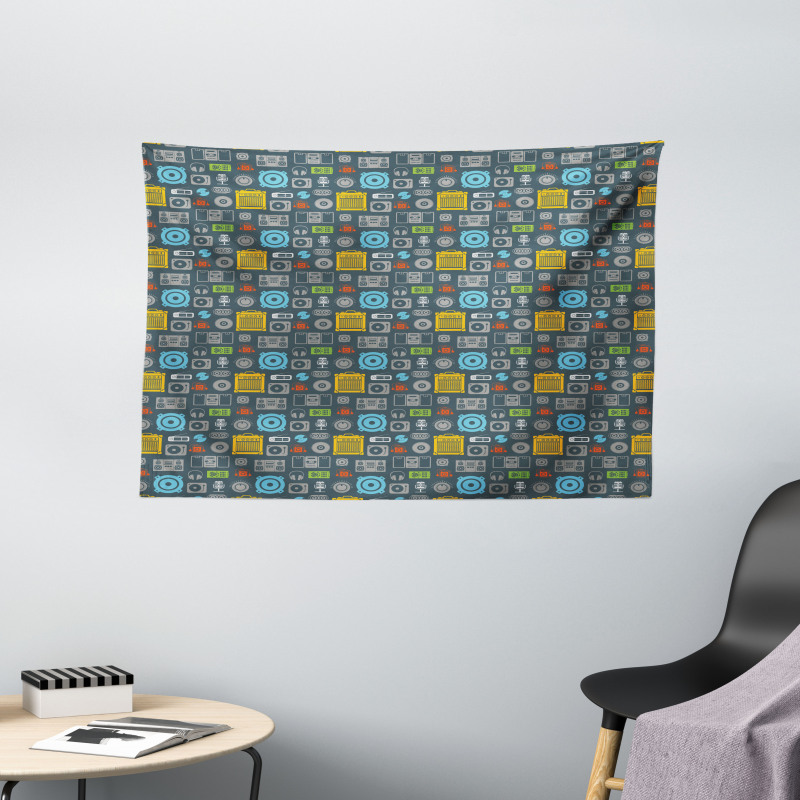 Retro Audio Equipment Wide Tapestry