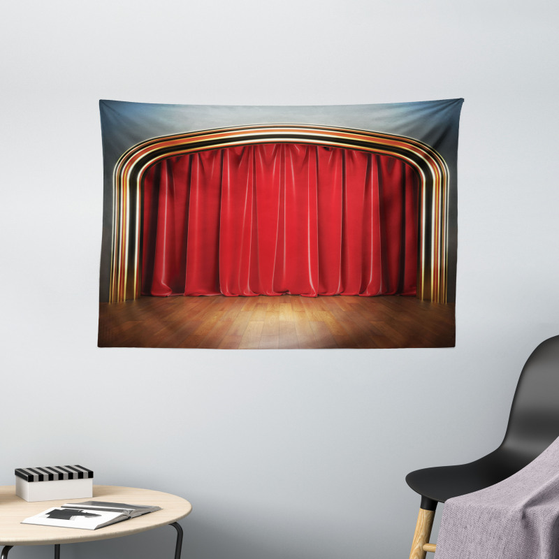 Stage with Classic Curtains Wide Tapestry