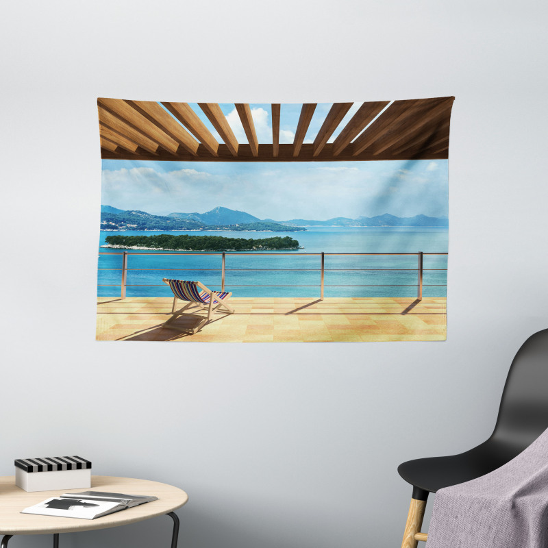 Balcony Panoramic Seascape Wide Tapestry